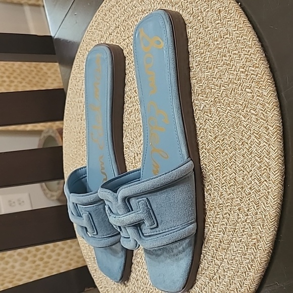Sam Edelman Coastal Blue Suede Irina Slide Sandals Size 8 - Picture 3 of 8